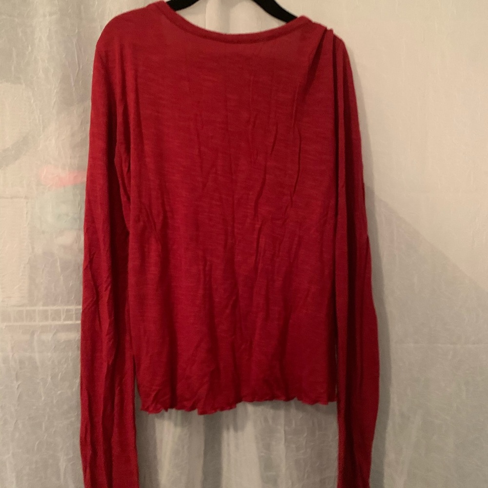 Red ruffle edge long sleeve